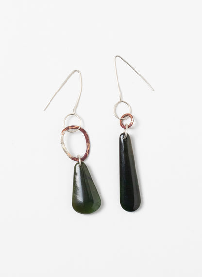 Pounamu Earrings - Sterling Silver &amp; Pounamu