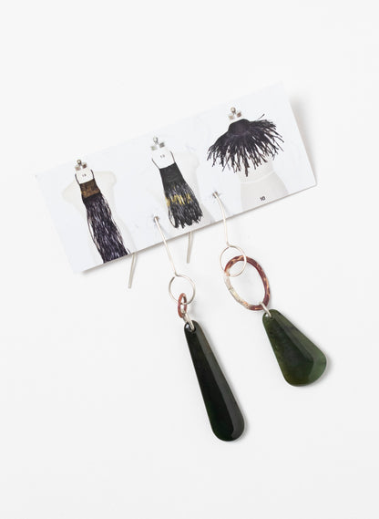 Pounamu Earrings - Sterling Silver &amp; Pounamu