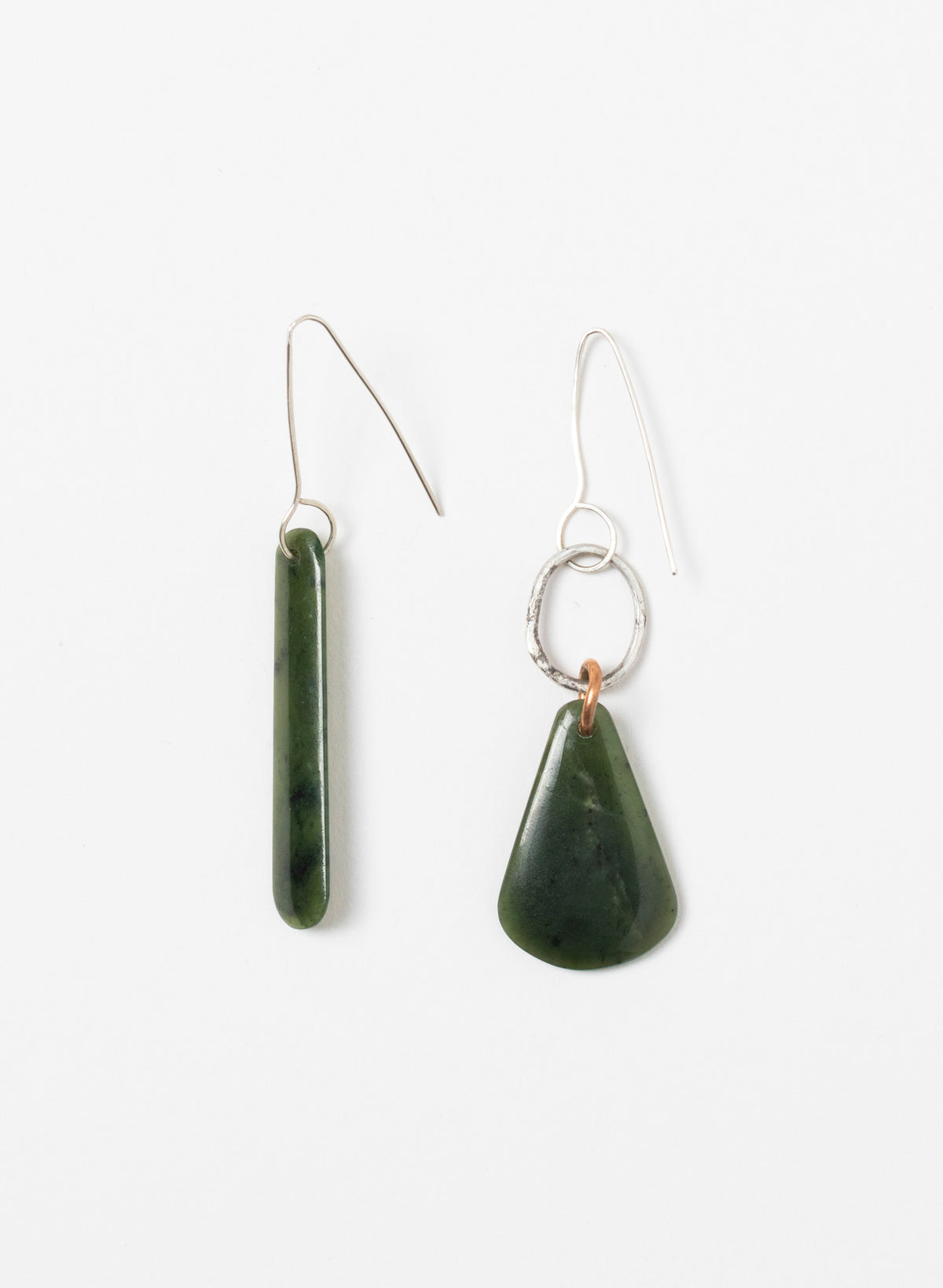 Pounamu Earrings - Sterling Silver &amp; Pounamu
