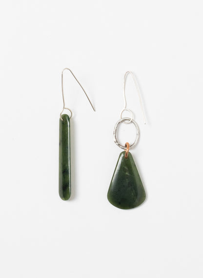 Pounamu Earrings - Sterling Silver &amp; Pounamu