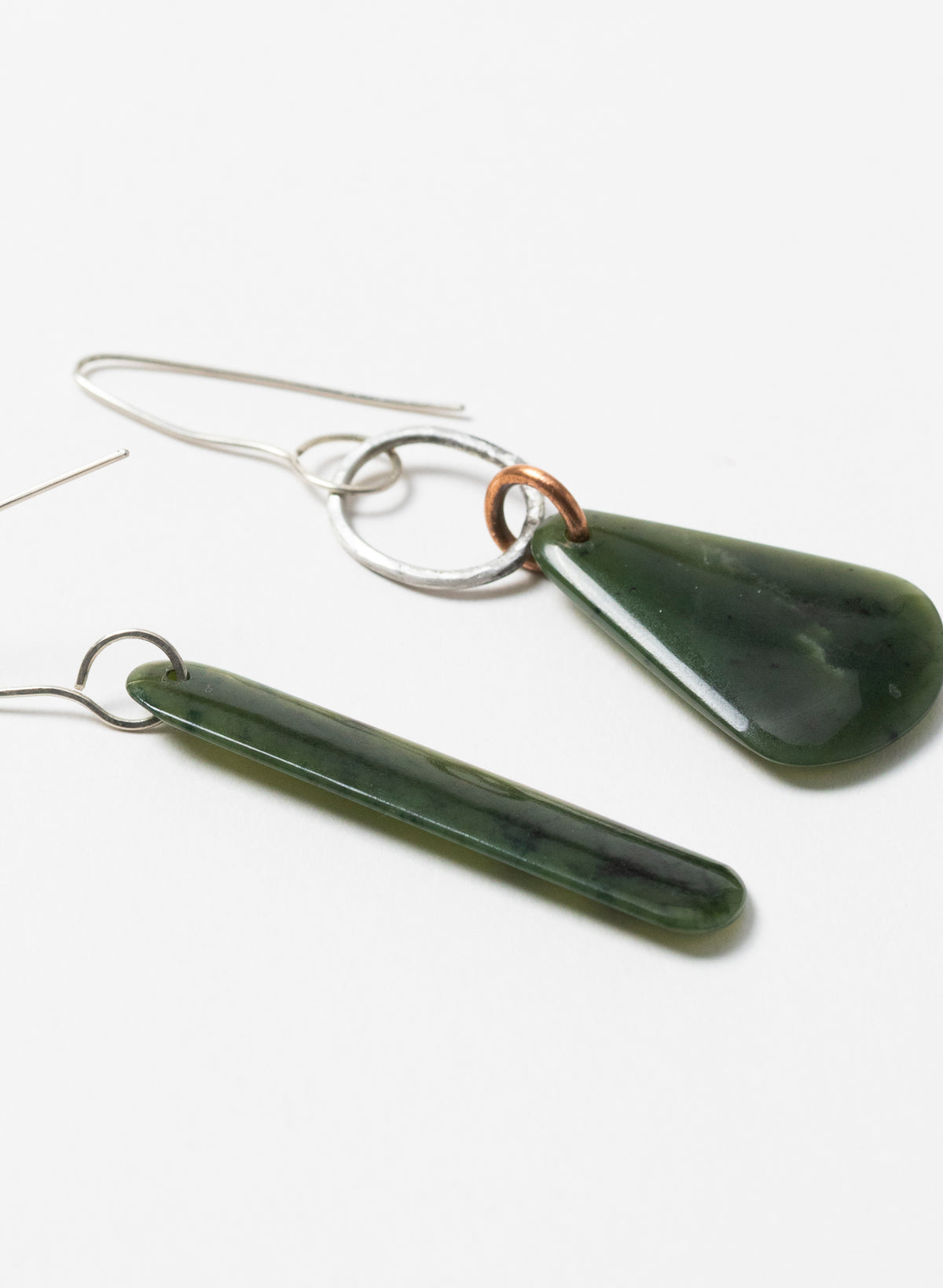 Pounamu Earrings - Sterling Silver &amp; Pounamu