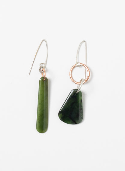 Pounamu Earrings - Sterling Silver &amp; Pounamu
