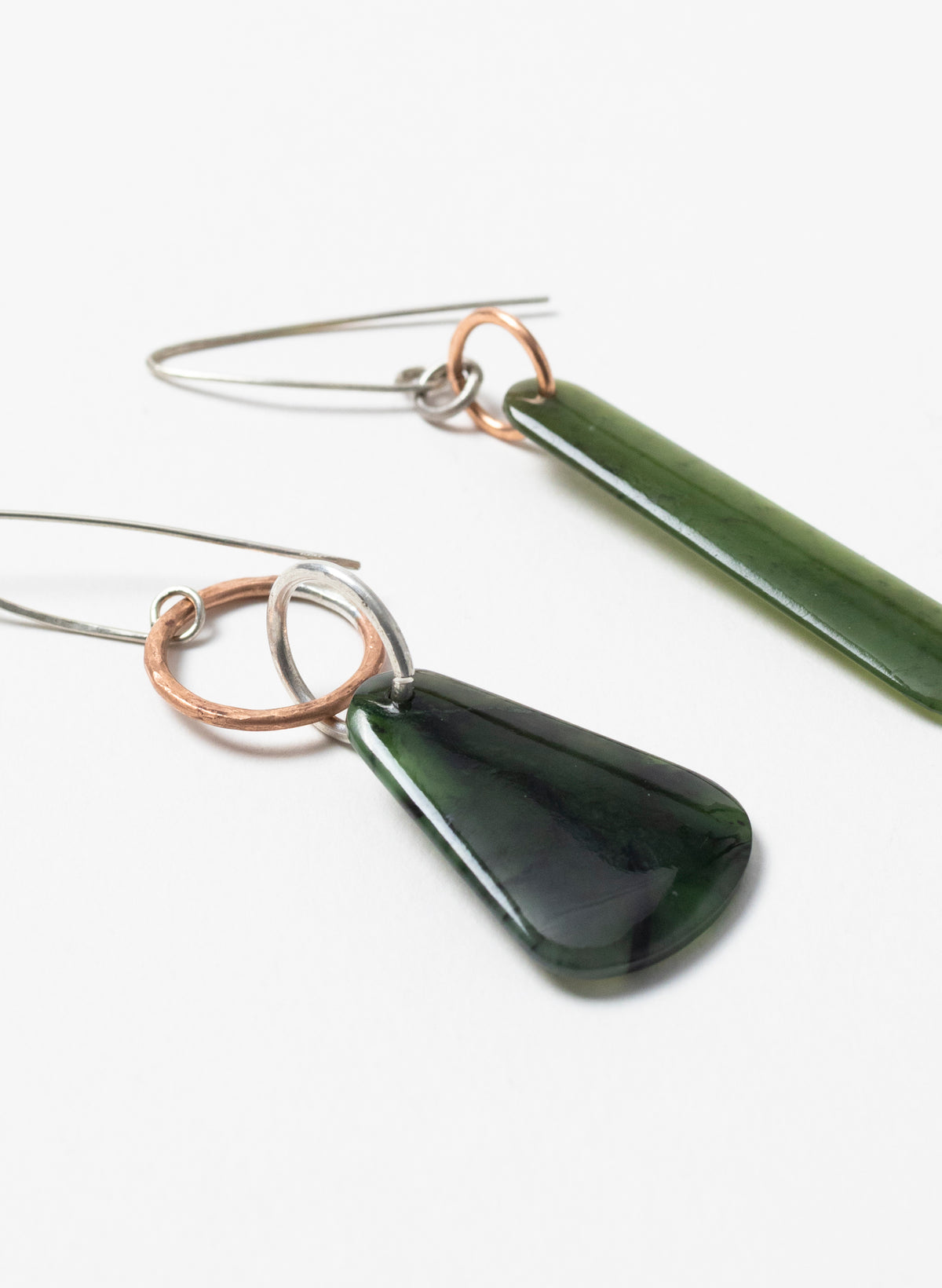 Pounamu Earrings - Sterling Silver &amp; Pounamu