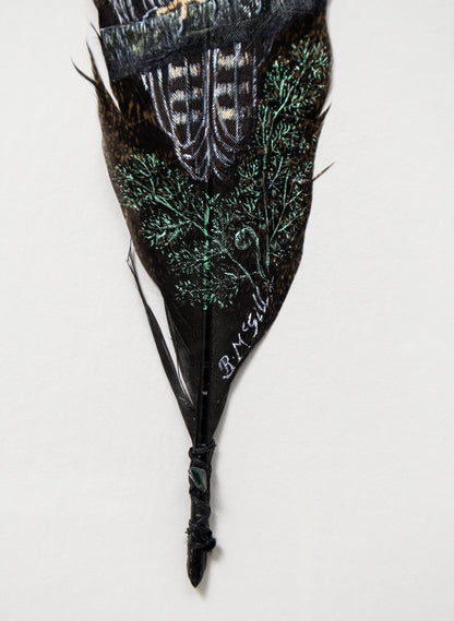 Morepork Ruru Over a Ponga- Framed