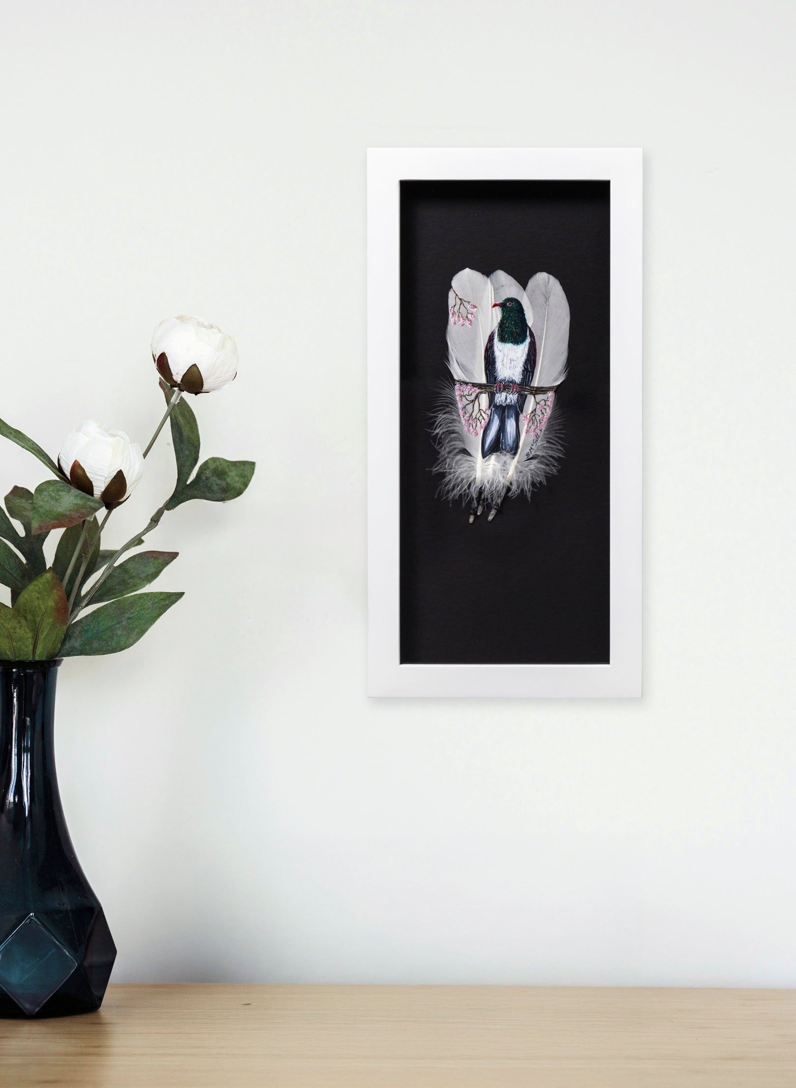 Kererū on Blossom  - Framed