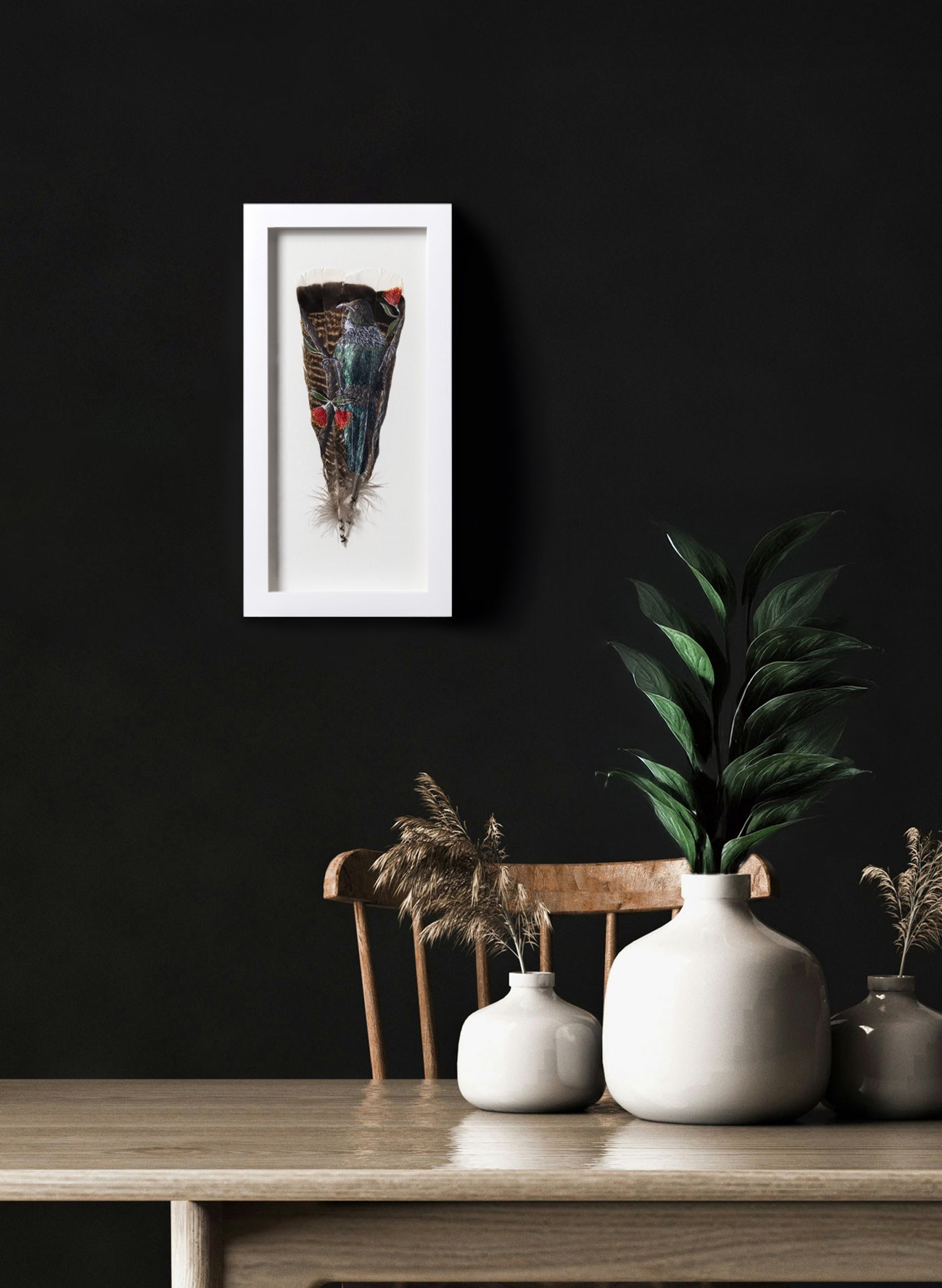 Tūī on Pōhutukawa - Framed