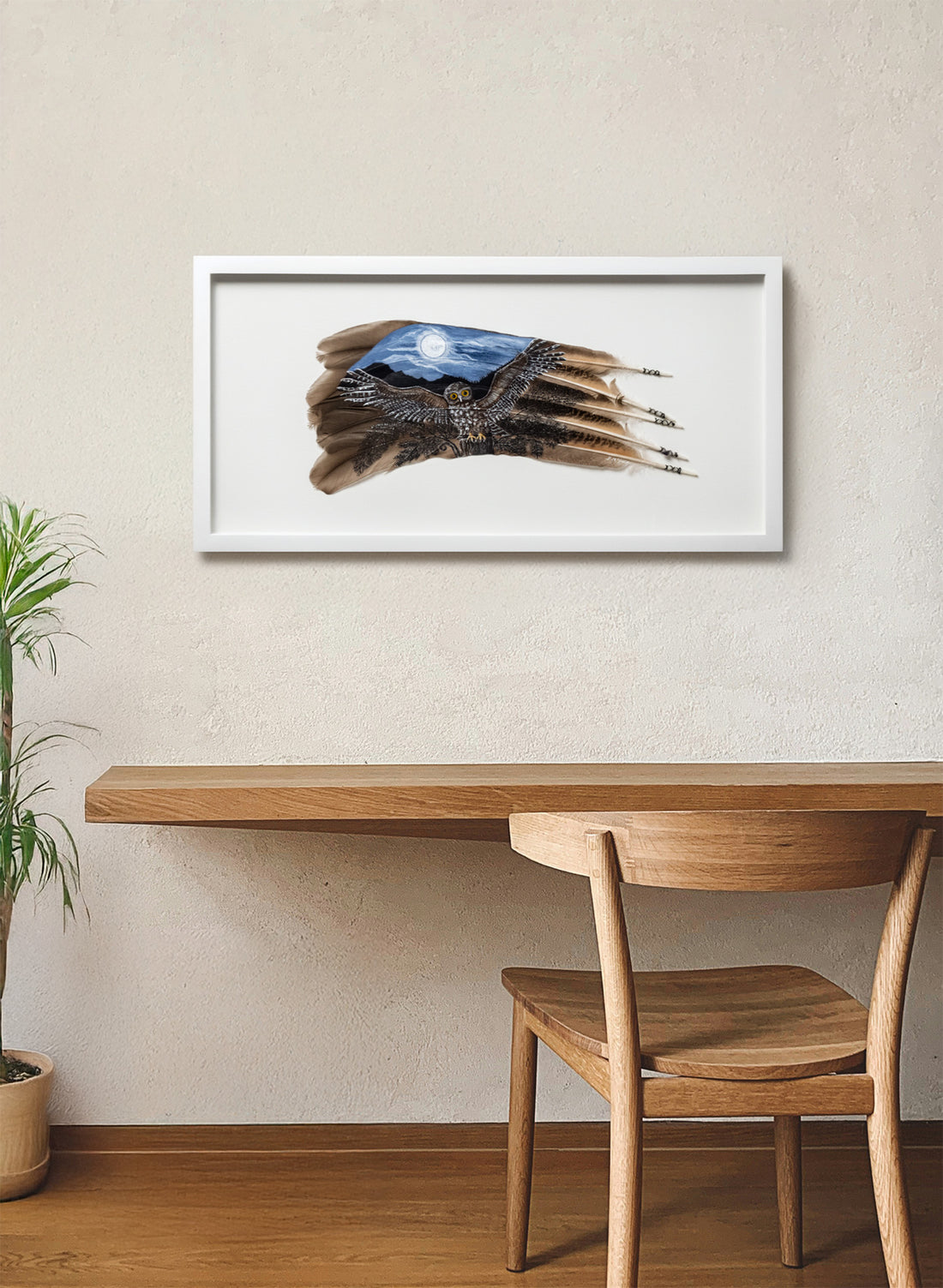 Moonlit Flight Morepork Ruru - Framed