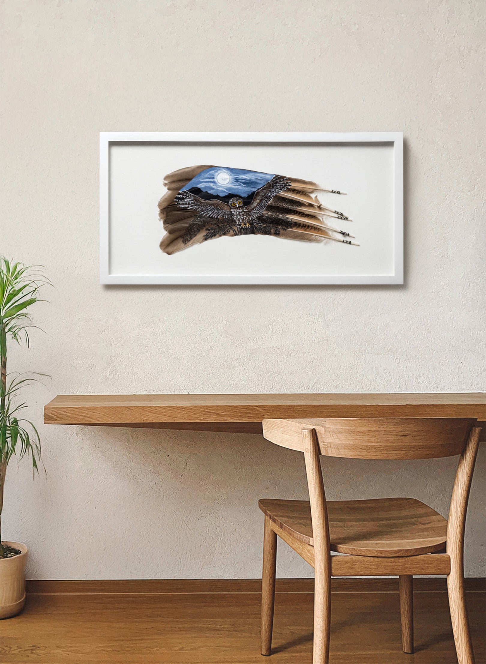 Moonlit Flight Morepork Ruru - Framed