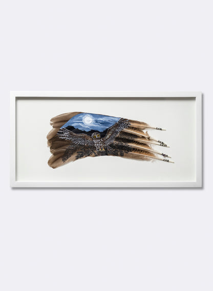 Moonlit Flight Morepork Ruru - Framed