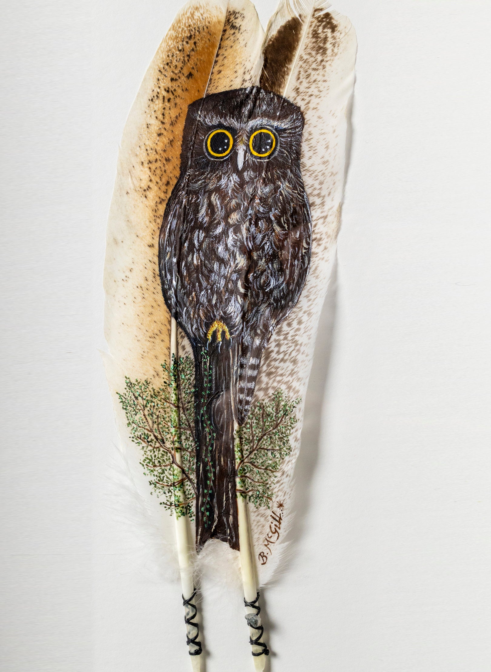 Morepork an a Stump - Framed