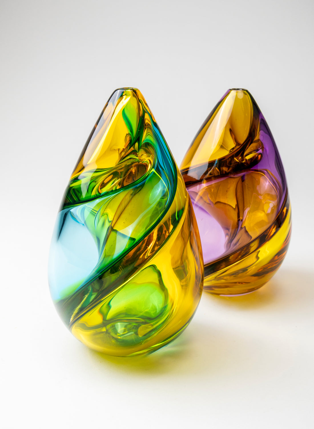 Harlequin Spiral  - Yellow &amp; Aqua