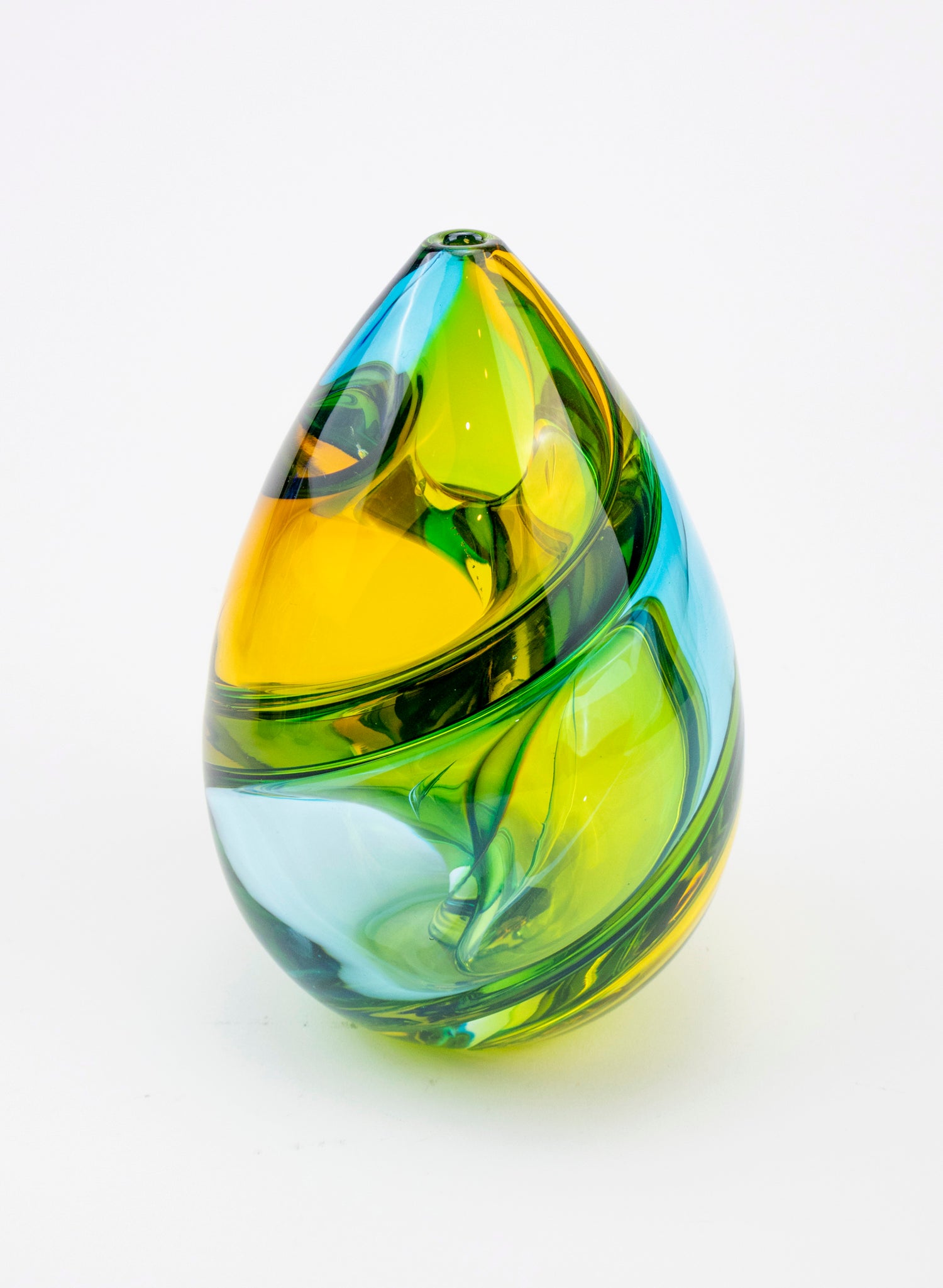 Harlequin Spiral - Gold &amp; Aqua