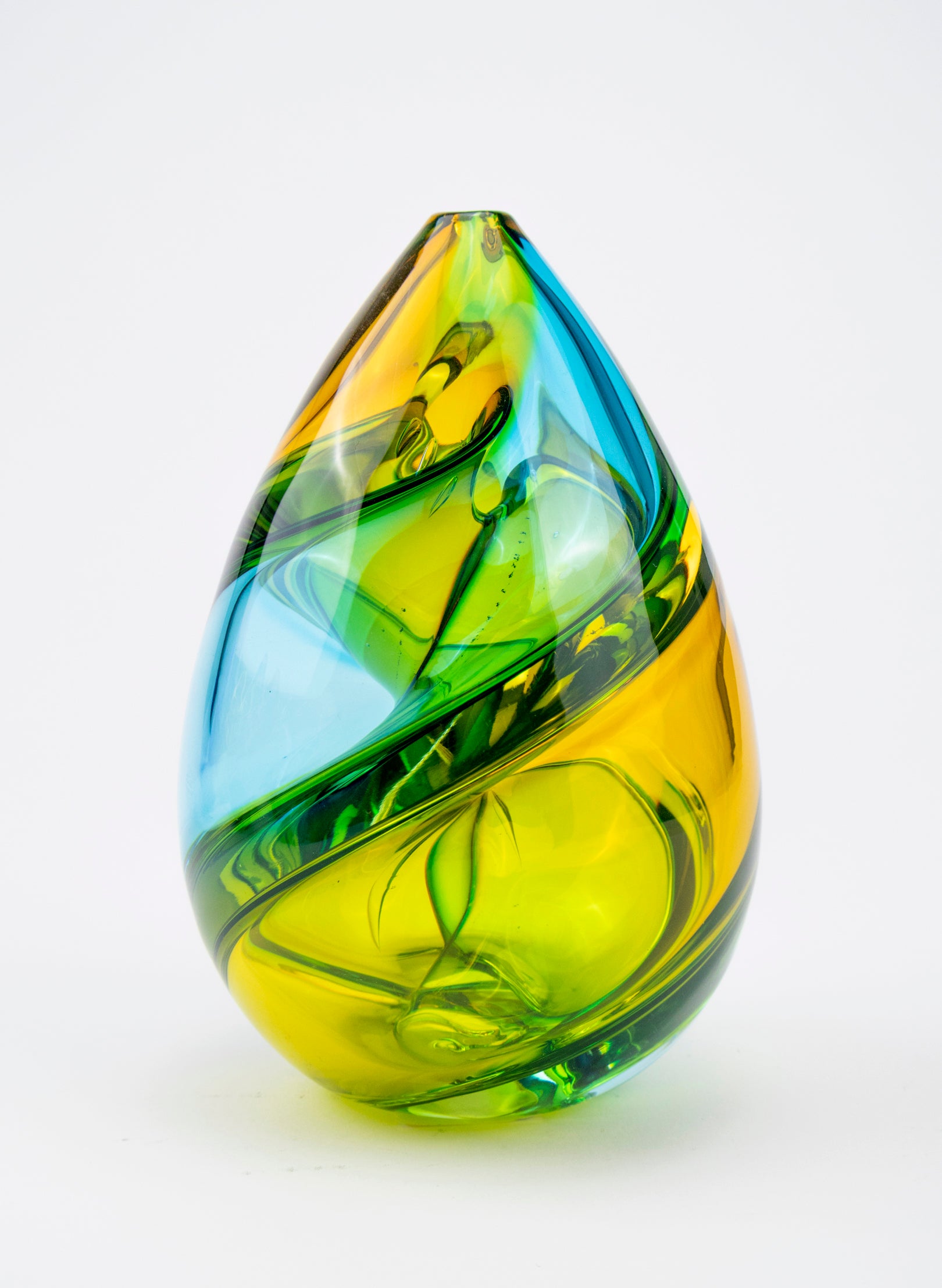 Harlequin Spiral - Gold &amp; Aqua