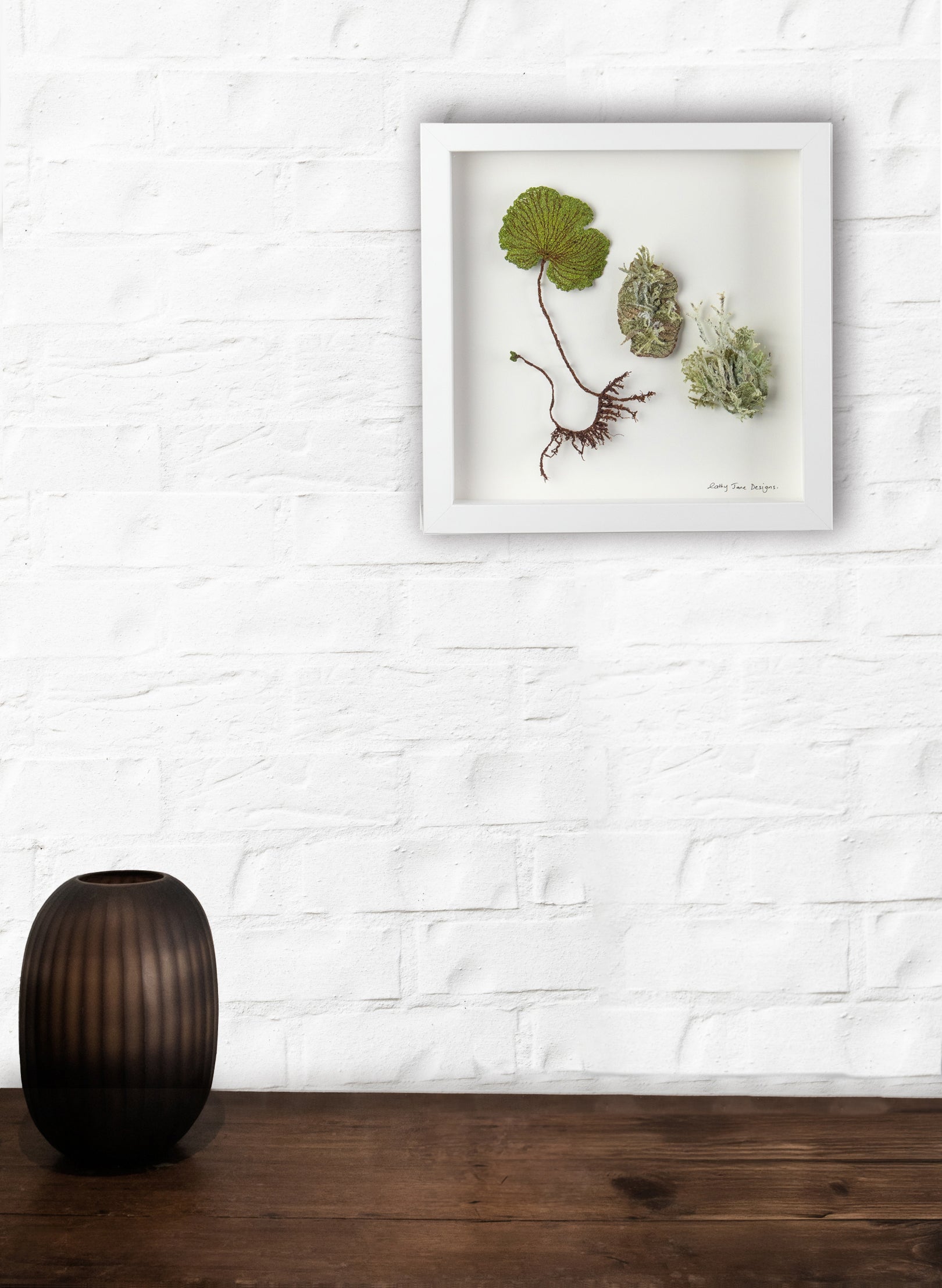 NZ Kidney Fern &amp; Lichens - 3D Embroidery