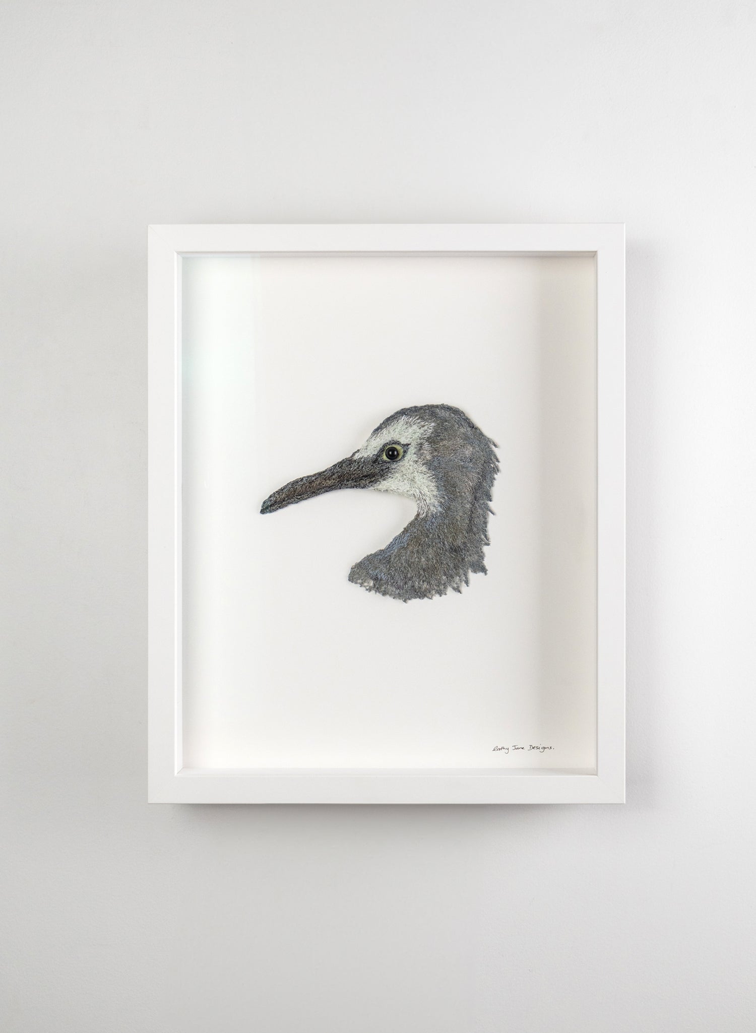 White-faced Heron - 3D Embroidery
