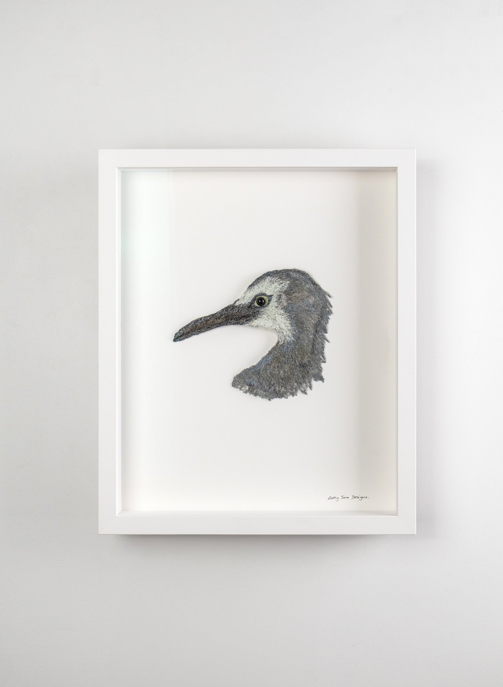 White-faced Heron - 3D Embroidery