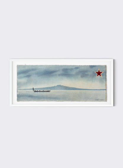 Daytime Rangitoto and Waka Flag 25-818