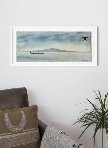 Daytime Rangitoto and Waka Flag 25-818