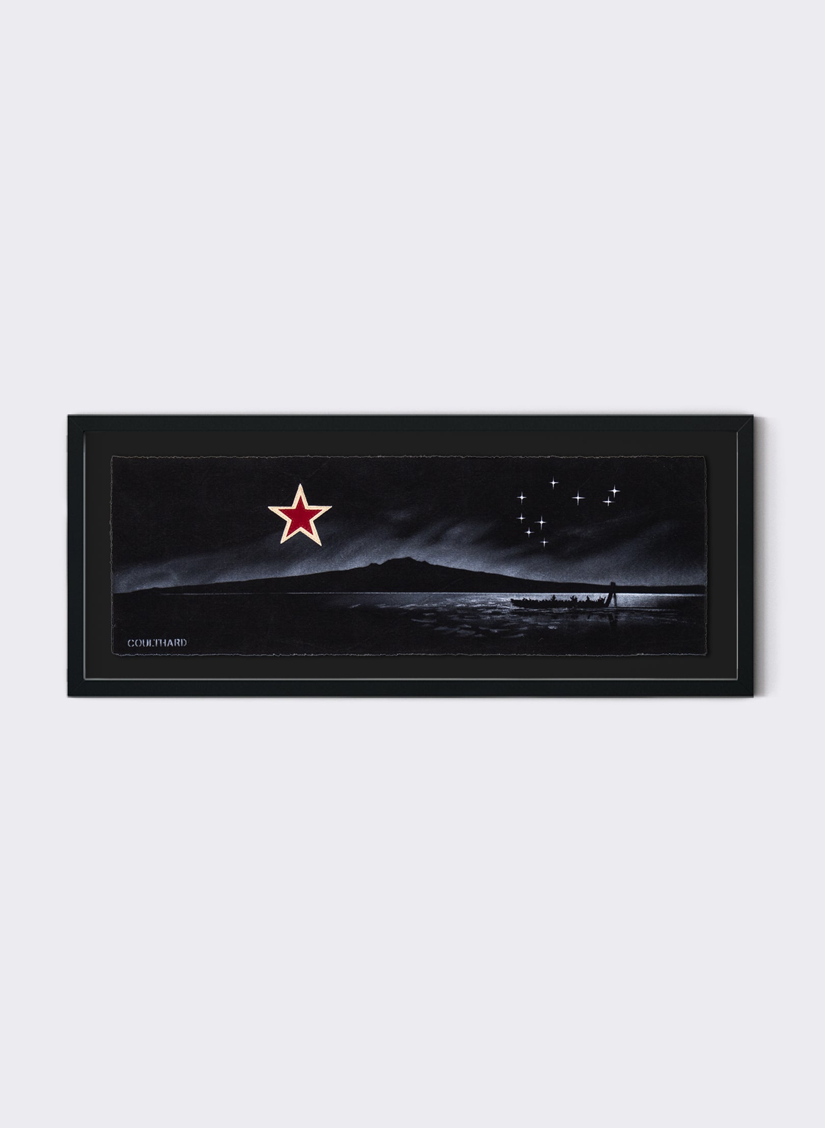 Black Rangitoto Waka and Matariki  Flag 25-817 - Black