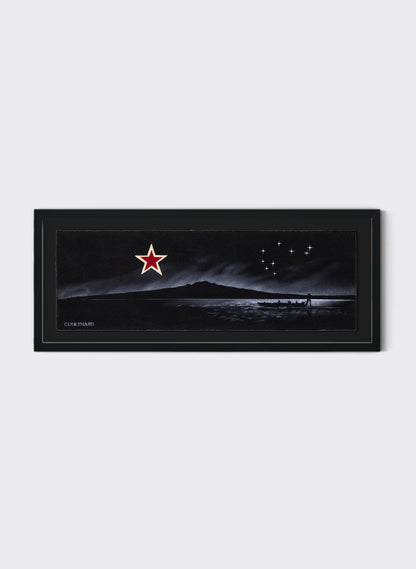 Black Rangitoto Waka and Matariki  Flag 25-817 - Black