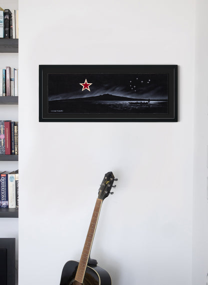 Black Rangitoto Waka and Matariki  Flag 25-817 - Black