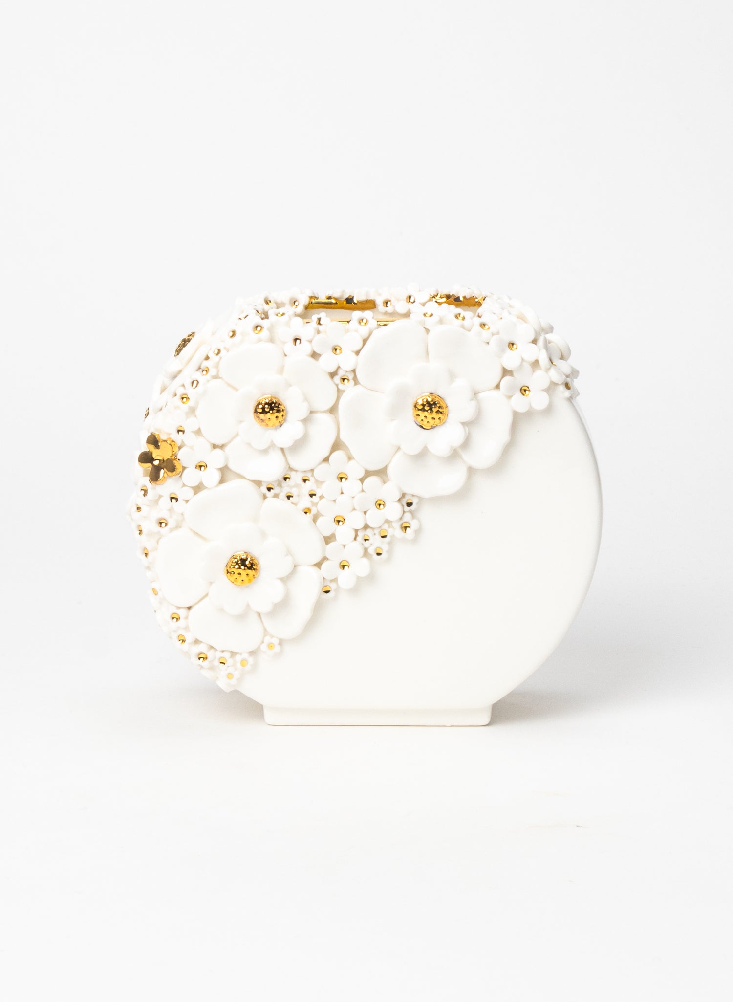 Small Deco Vase with White and Golden Flowers