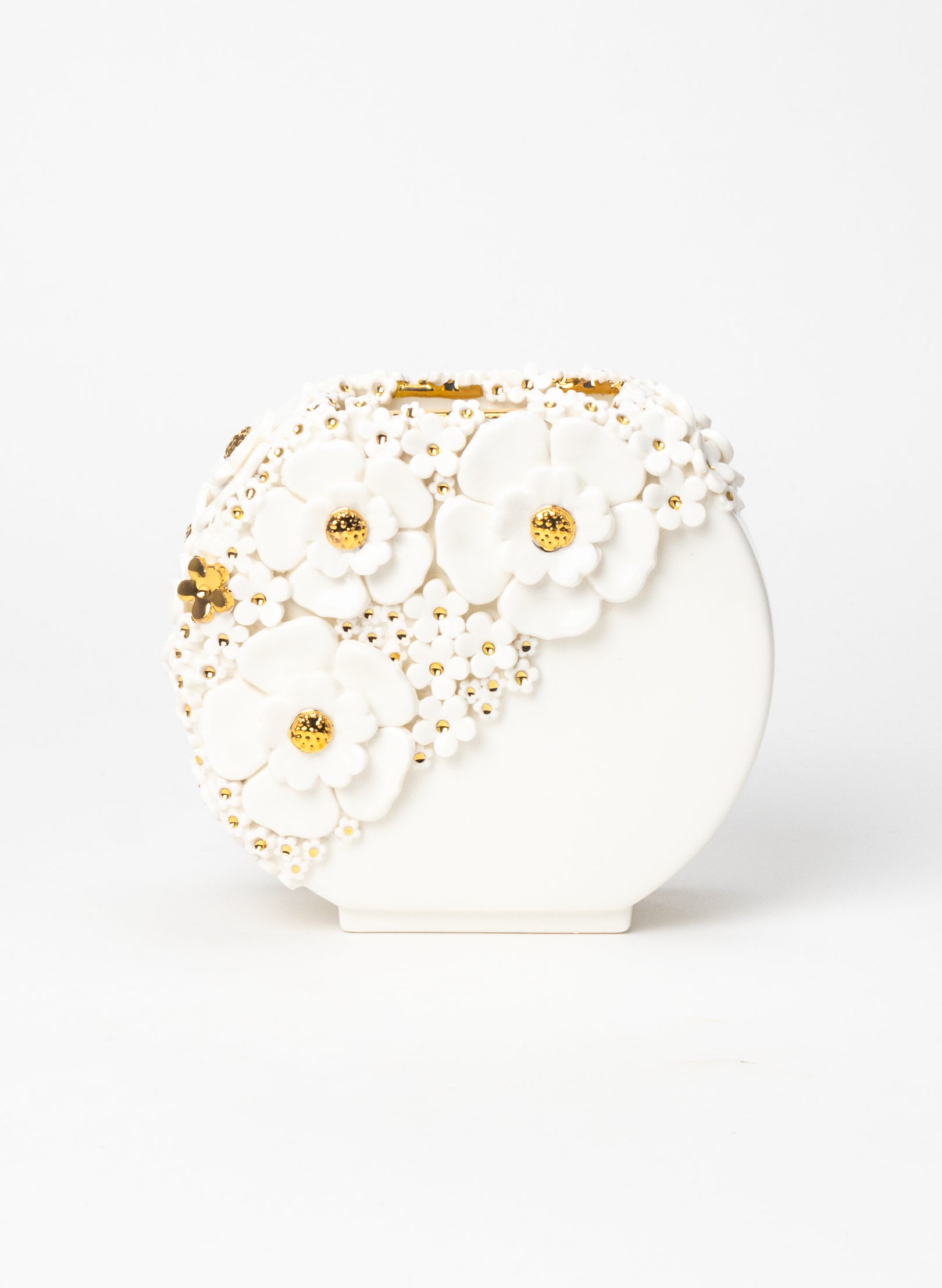 Small Deco Vase with White and Golden Flowers