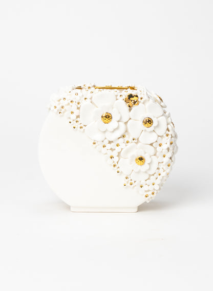 Small Deco Vase with White and Golden Flowers