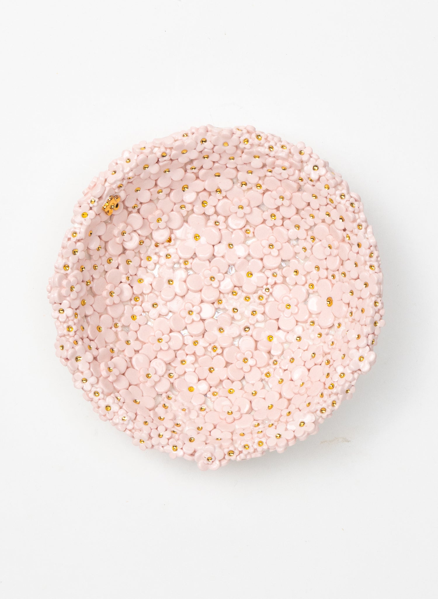Medium Flower Bowl with Pink and Gold Flowers