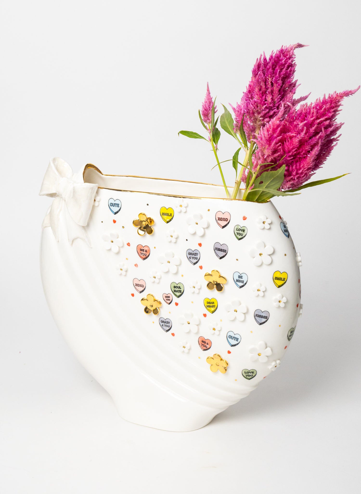 3XL Deco Vase with Bow, Flowers and Emoji&