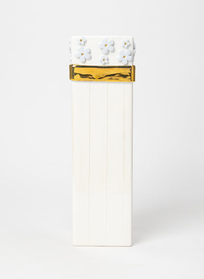 Square Tall Vase with a Golden Bow
