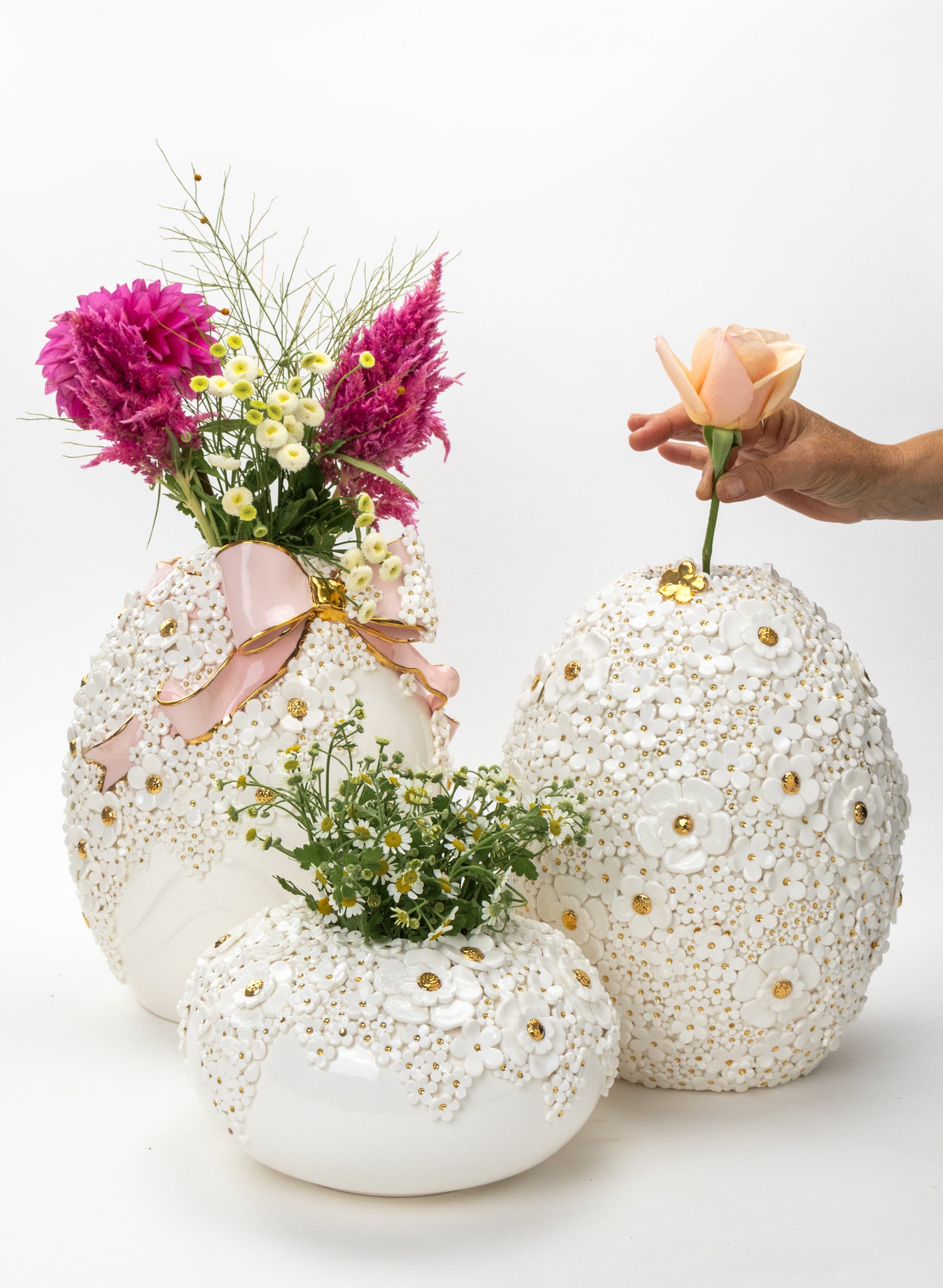 Ovoid Vase with Pink and Gold Bow