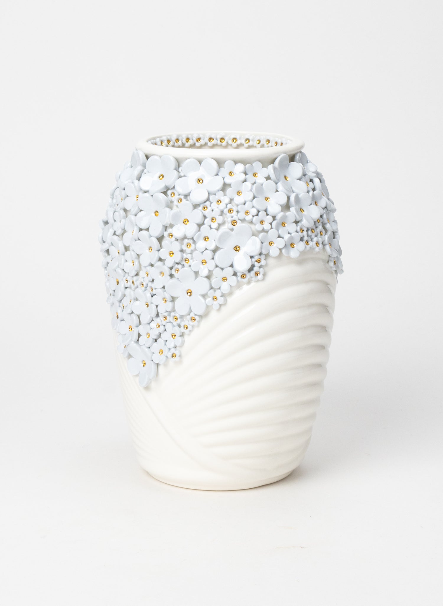 XL Deco Vase with Blue and Golden Flowers