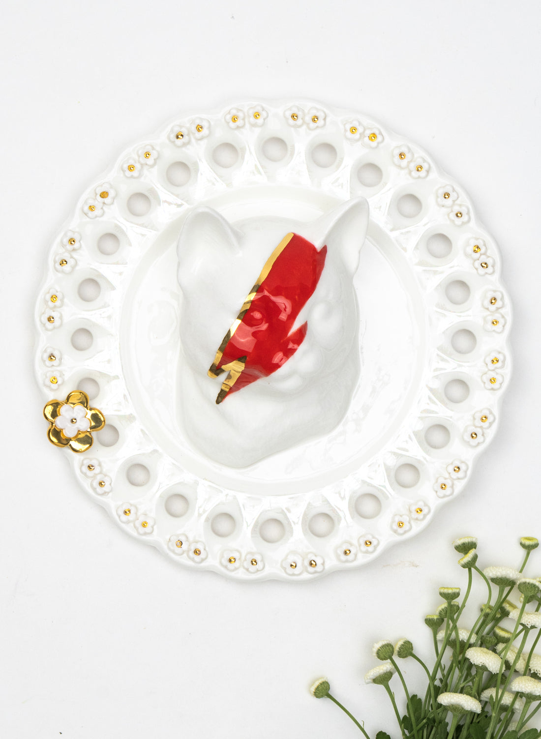Round Ziggy Stardust Cat Wall Plate