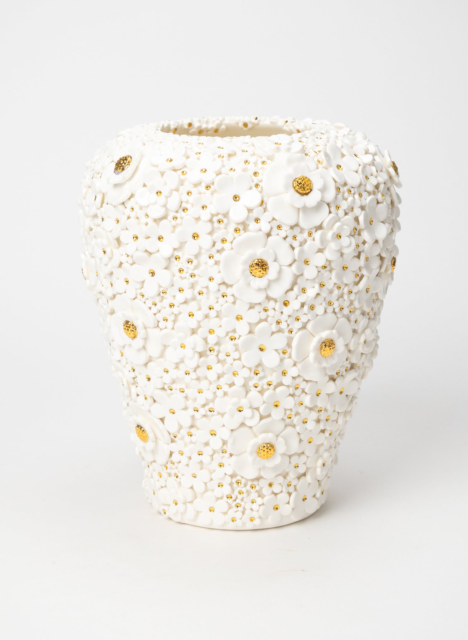 XXL Ginger Jar with White and Gold Flowers