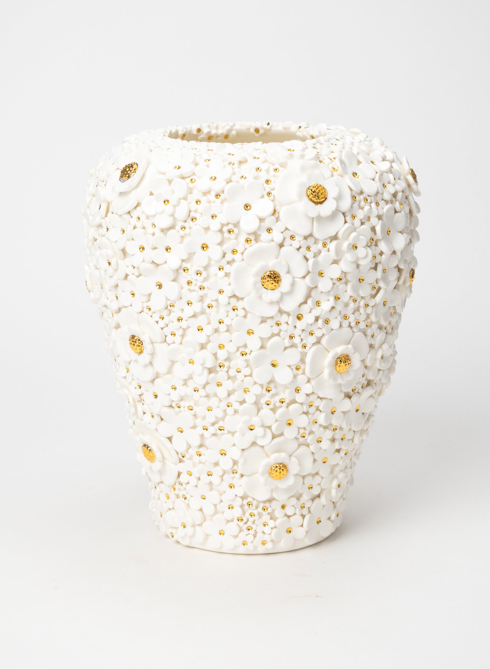 XXL Ginger Jar with White and Gold Flowers