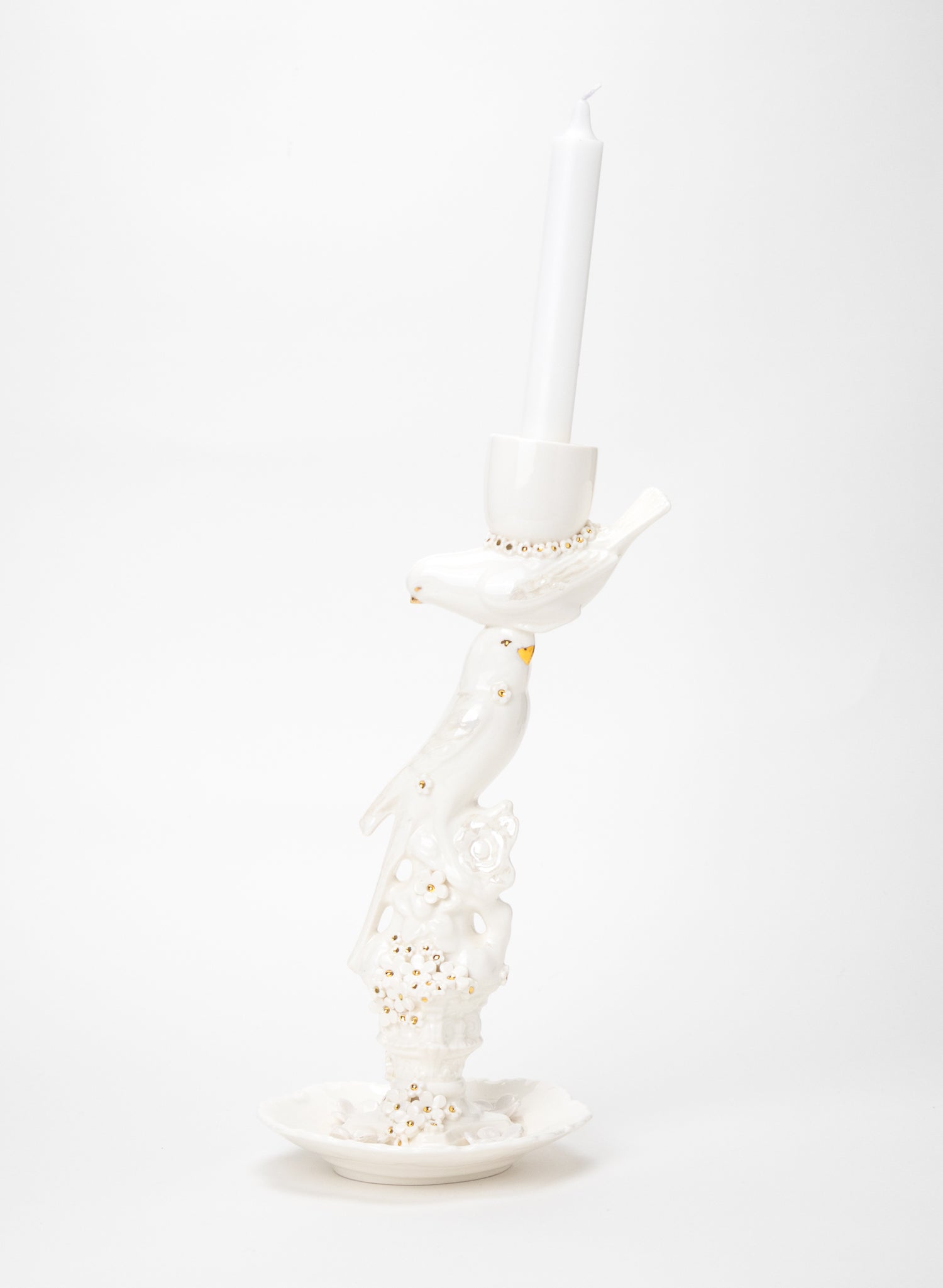 Two Budgies on a Candlestick