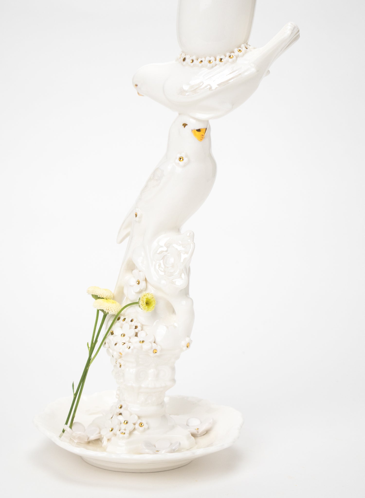 Two Budgies on a Candlestick