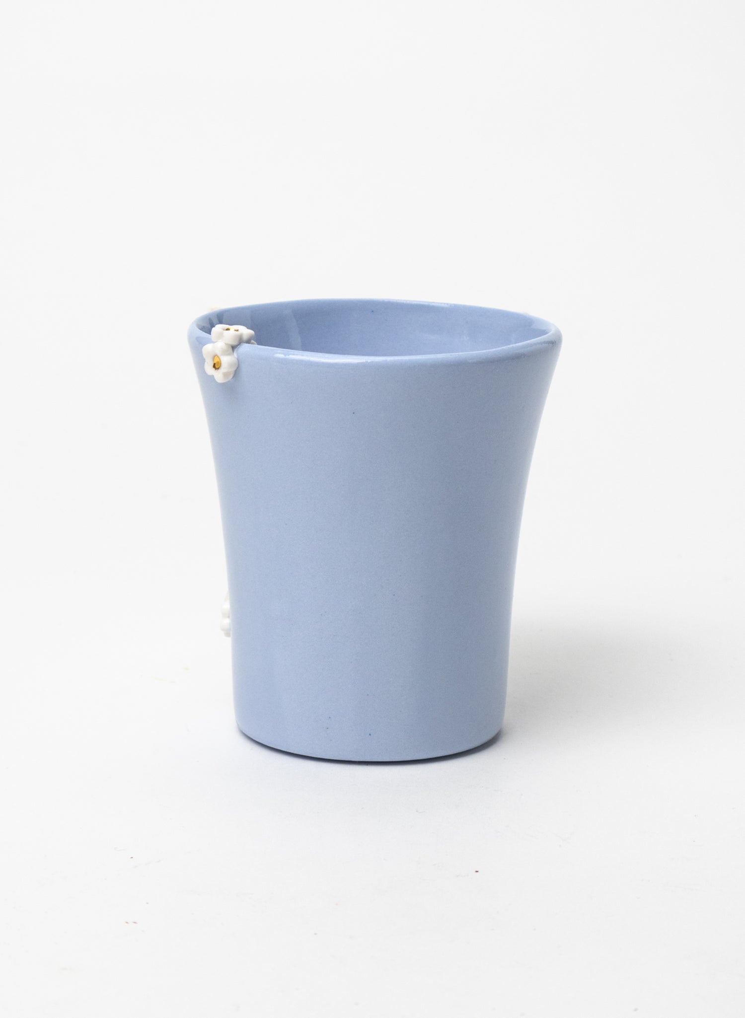 Bow Tumbler with White and Gold Flowers
