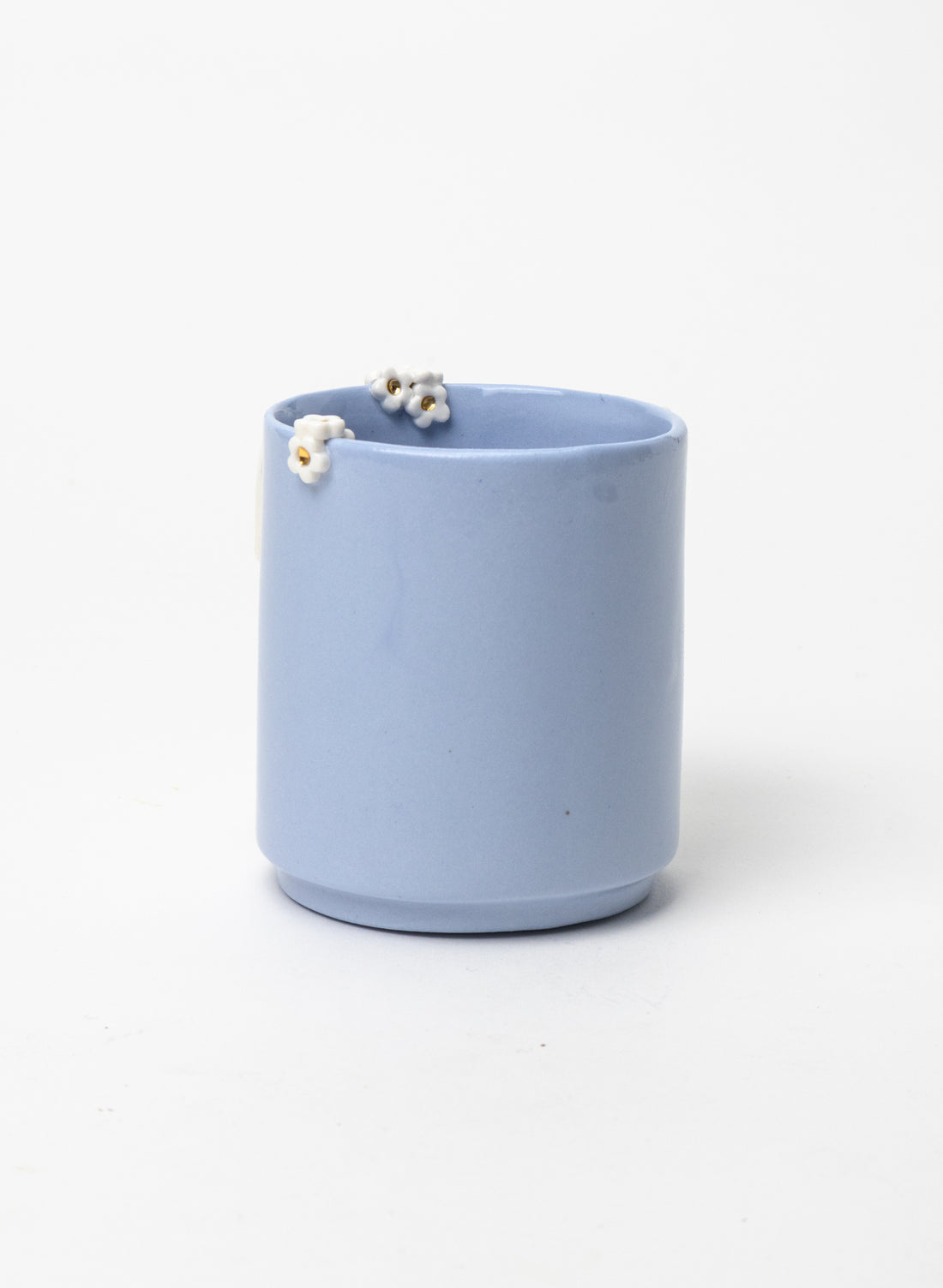 Bow Tumbler with White and Gold Flowers
