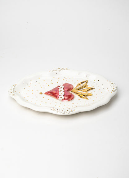 Large Oval Wall Plate with Sacred Heart