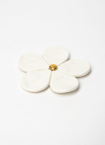 White Flower Power Wall Flower with Golden Pistil