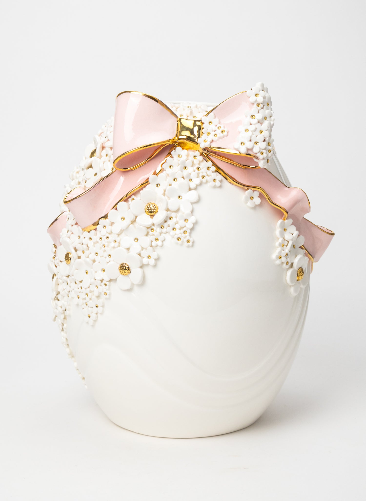 Ovoid Vase with Pink and Gold Bow