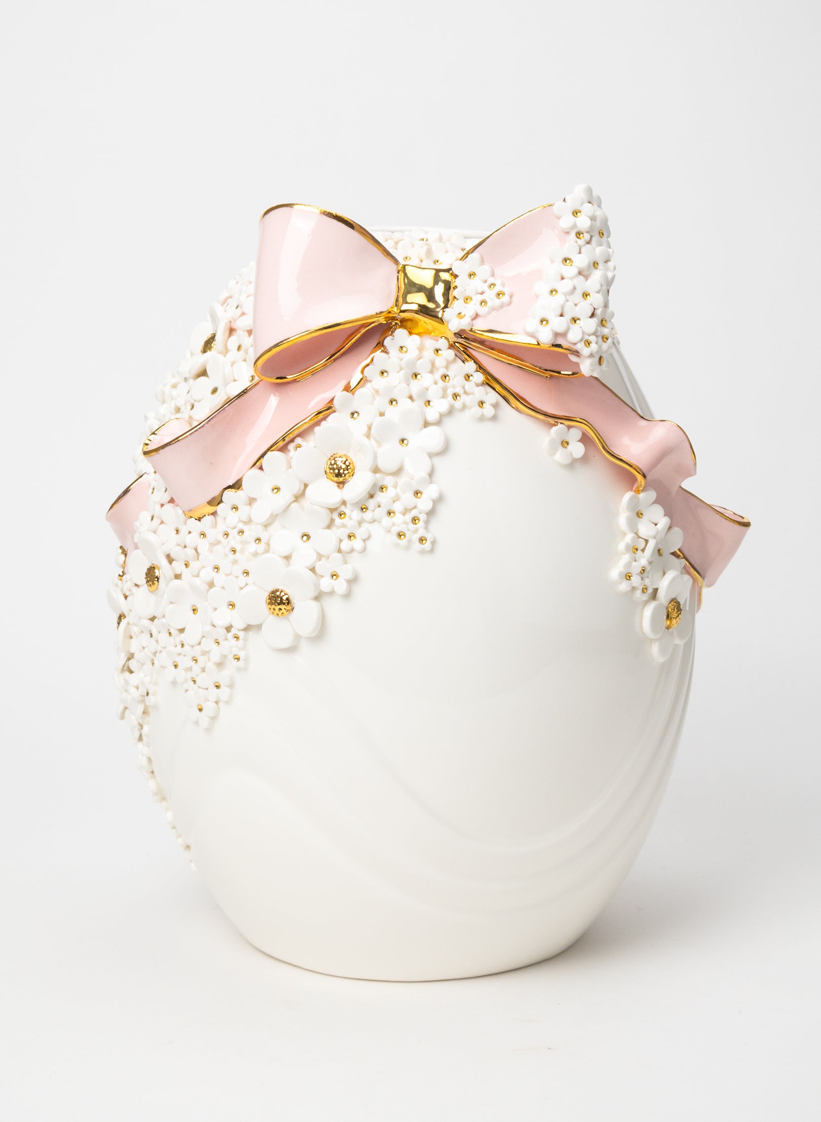 Ovoid Vase with Pink and Gold Bow