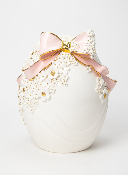 Ovoid Vase with Pink and Gold Bow
