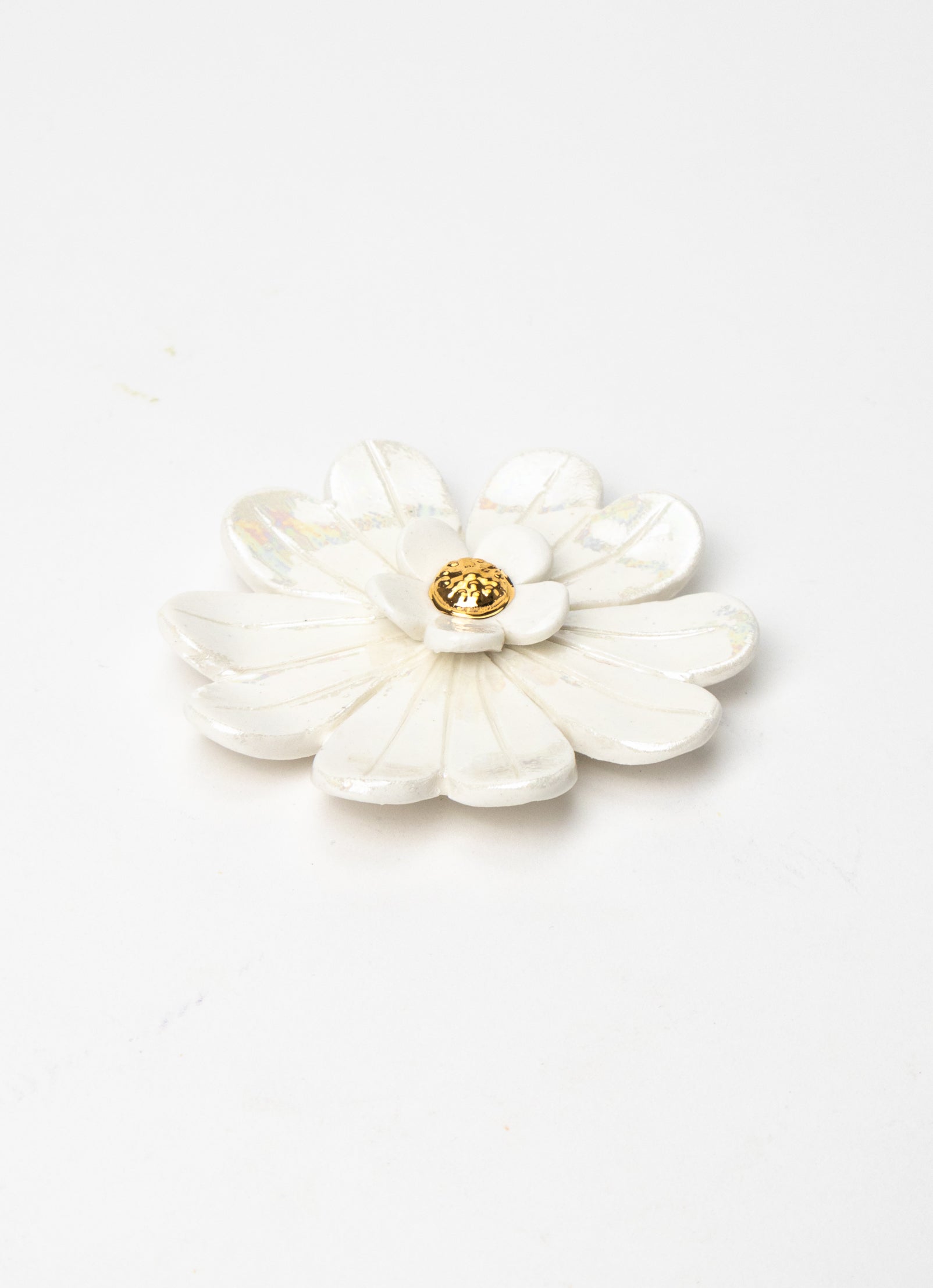 White Incandescent Wall Flower with Golden Pistil