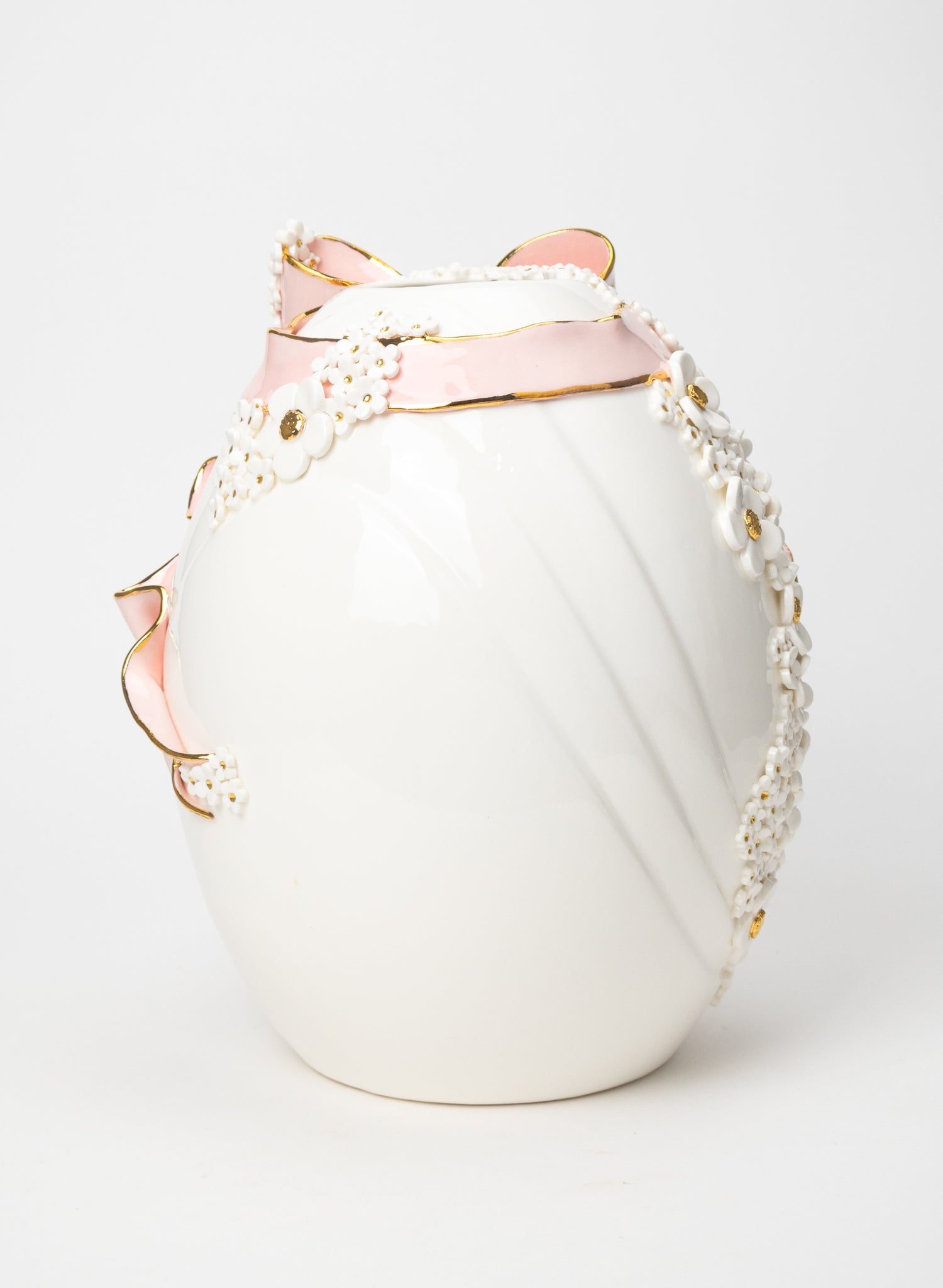 Ovoid Vase with Pink and Gold Bow