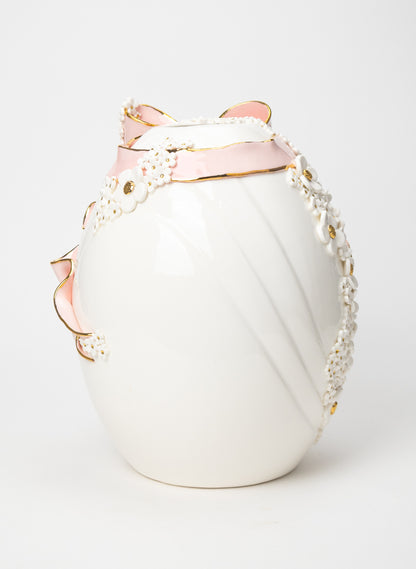 Ovoid Vase with Pink and Gold Bow
