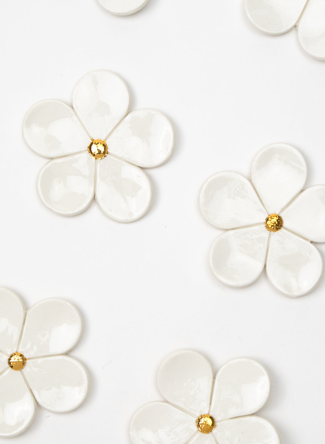 White Flower Power Wall Flower with Golden Pistil