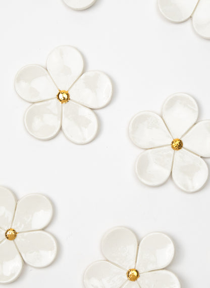 White Flower Power Wall Flower with Golden Pistil